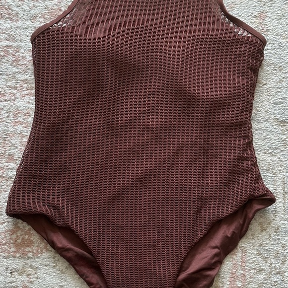 Zara Brown Mesh Bodysuit Sleeveless Keyhole Back - Picture 1 of 6